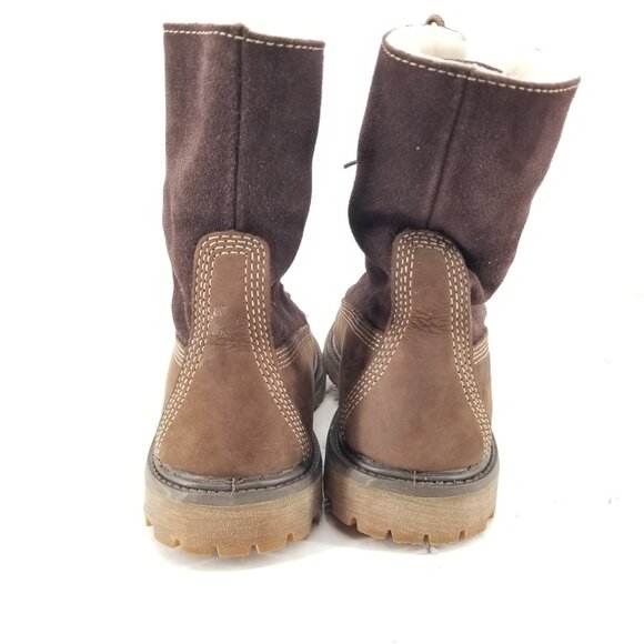 Timberland Jayne Boots Women's Waterproof Brown Teddy Fleece Fold Down Sz 9 - Picture 3 of 9